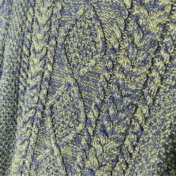 Far West Green & Navy Blue Cable Knit Crew Neck Pullover Sweater L - Picture 8 of 16